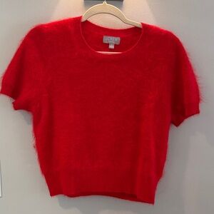 J. Crew Vibrant Red brushed cashmere pullover.